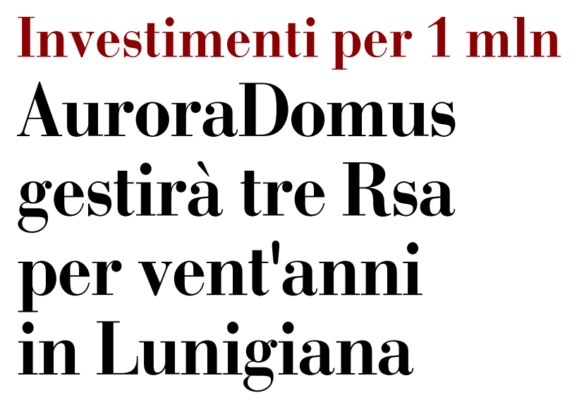 Auroradomus gestirà tre Rsa per vent'anni in Lunigiana